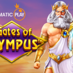Ilustrasi Gates of Olympus dengan Zeus dan tema mitologi khas Pragmatic Play